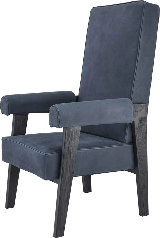 Fotoliu design clasic din piele naturala Milo, albastru 114504 HZ