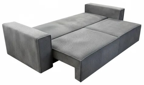 Canapea extensibilă 3 locuri RONDA cu spațiu de depozitare, gri