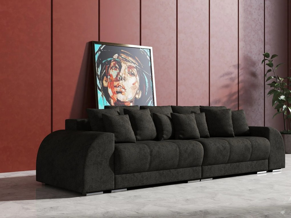 Canapea extensibilă dumonde cu 2 lăzi de depozitare si sezut confortabil din spuma high-density, Verona Enjoy Black 310x100 cm