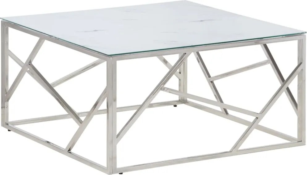 vidaXL Măsuță de cafea, argintiu, oțel inoxidabil și sticlă securizată