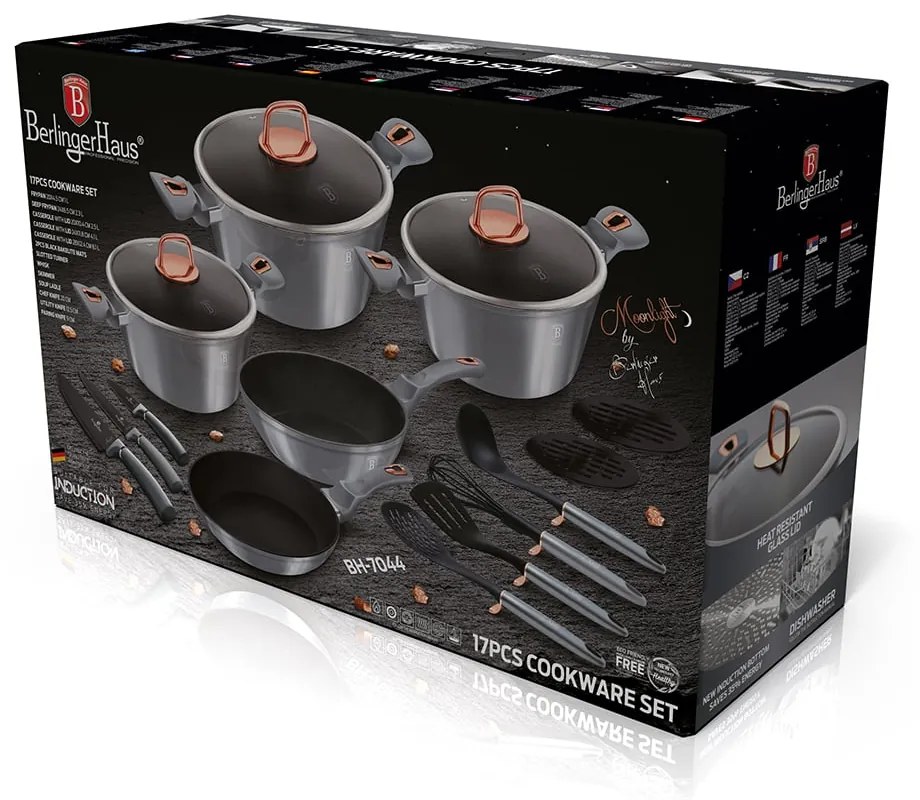 Set oale si tigai marmorate 17 piese Moonlight Edition Berlinger Haus BH 7044