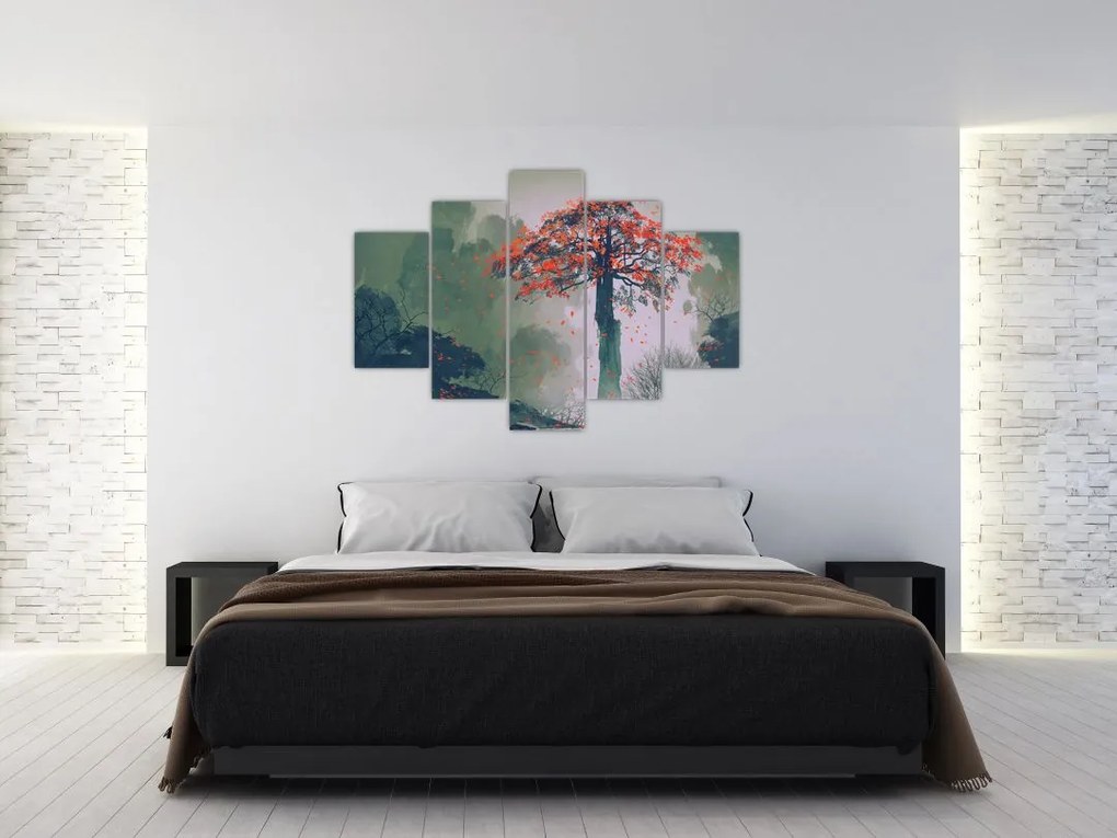 Tablou - Copacul roșu singuratic (150x105 cm)