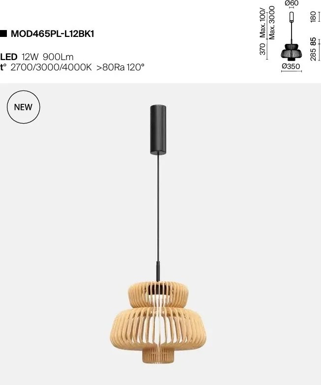 Lustra LED design japonez din lemn Namiki