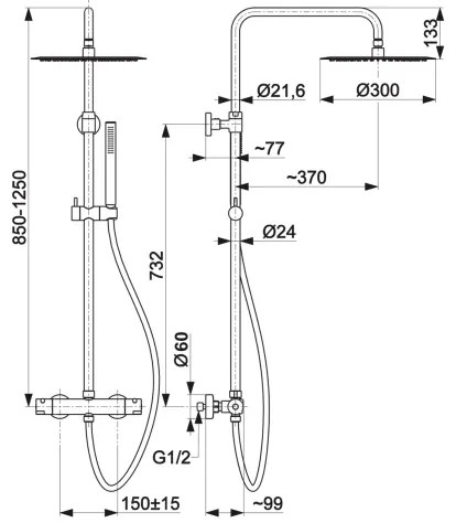 KFA Armatura 5736-920-31 - Set duș MOZA cu baterie termostatică aurie