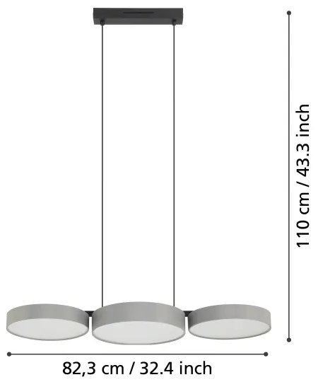 Lustră LED RGBW dimabilă pe cablu Eglo 900856 BARBANO-Z 3xLED/7,5W/230V gri