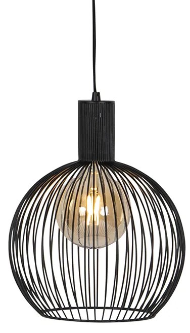 Lampă rotundă de design negru 30 cm - Sârmă Dos