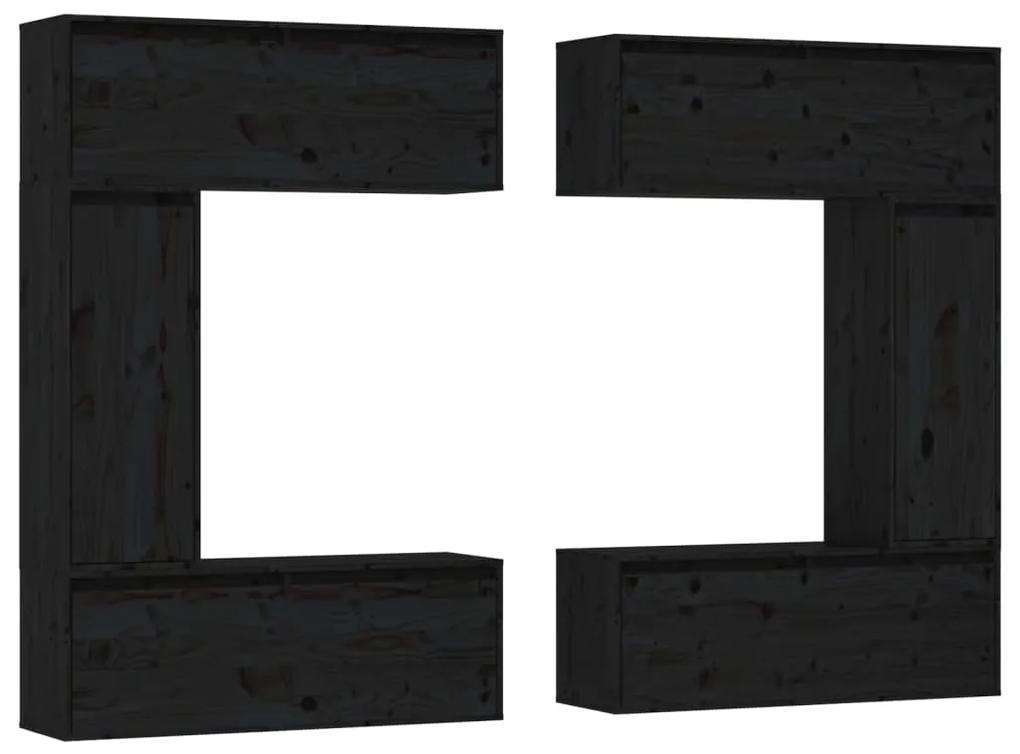 3100203 vidaXL Comode TV, 6 buc., negru, lemn masiv de pin