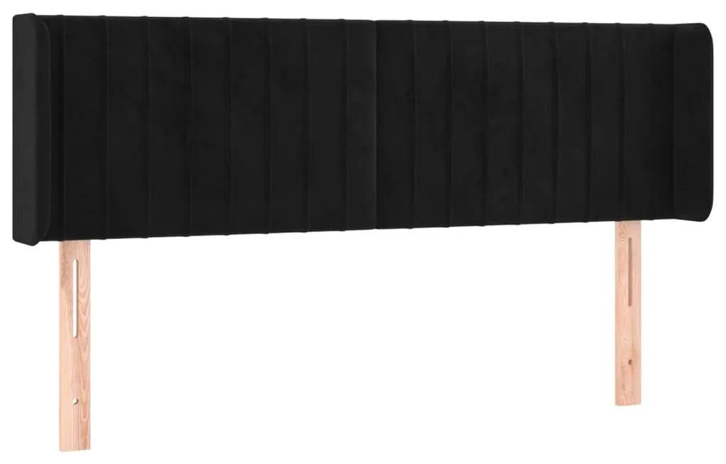 3119056 vidaXL Tăblie de pat cu aripioare negru 147x16x78/88 cm catifea