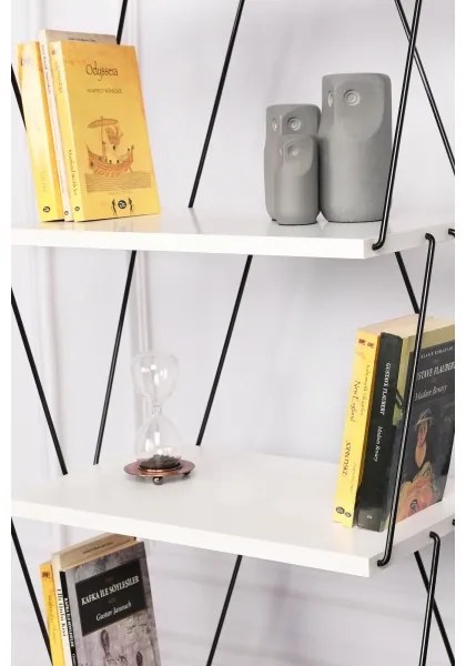 Bibliotecă BALABAN 165x48 cm albă/neagră