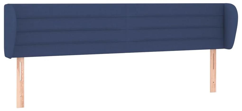 3117296 vidaXL Tăblie de pat cu aripioare, albastru, 163x23x78/88 cm textil