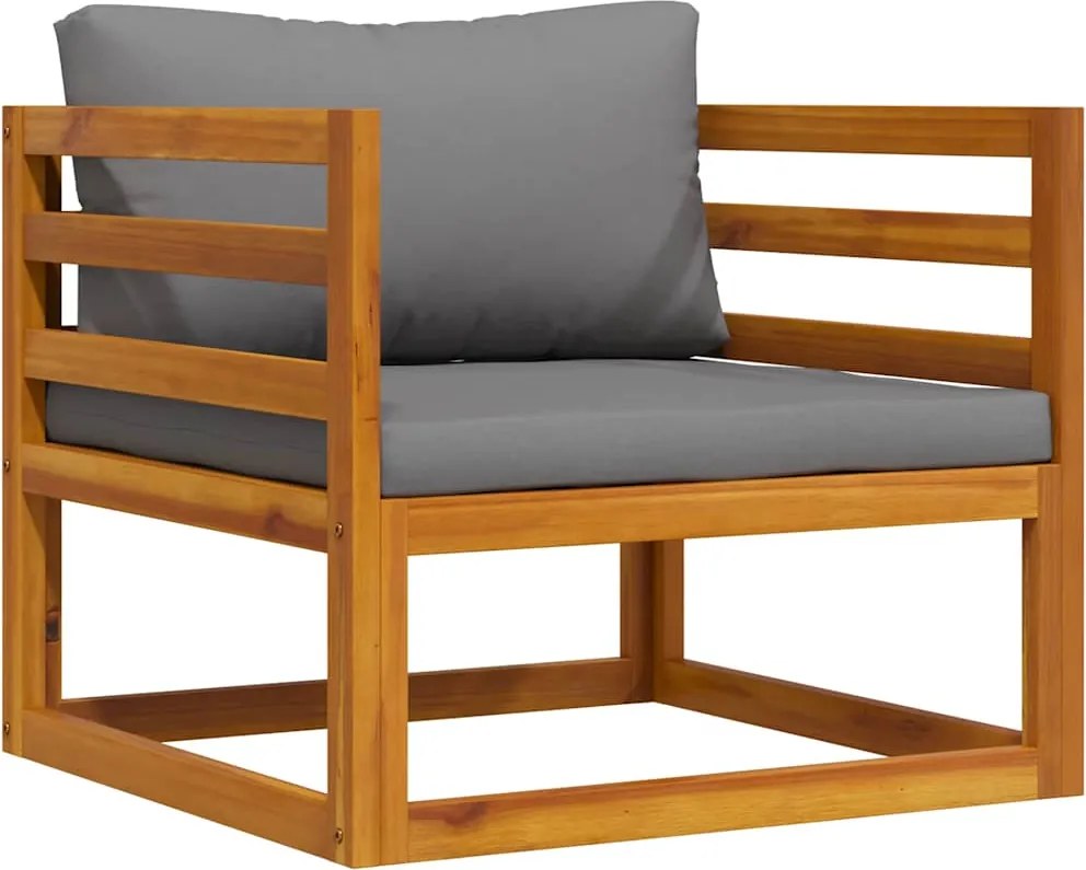 vidaXL Scaun de grădină, perne gri închis, lemn masiv de acacia