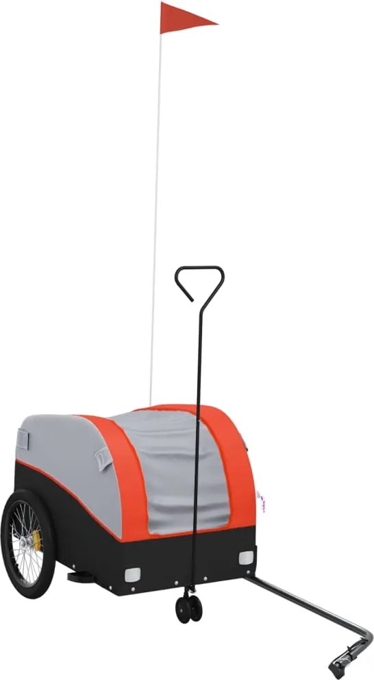 vidaXL Remorcă pentru biciclete negru/portocaliu, 30 kg, fier