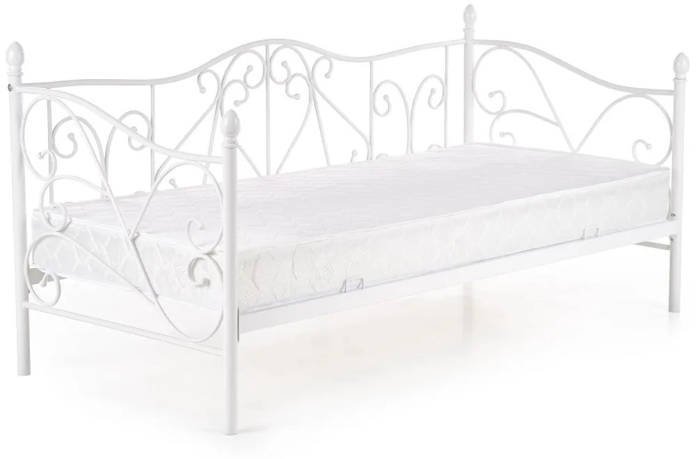 Pat / divan metal Sumatra alb - 90x200 cm
