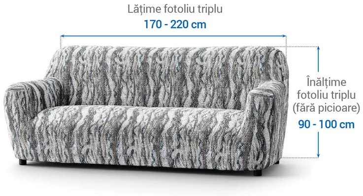 Huse bielastice OCEANO NOU gri-albăstrui fotoliu triplu (l. 170 - 220 cm)