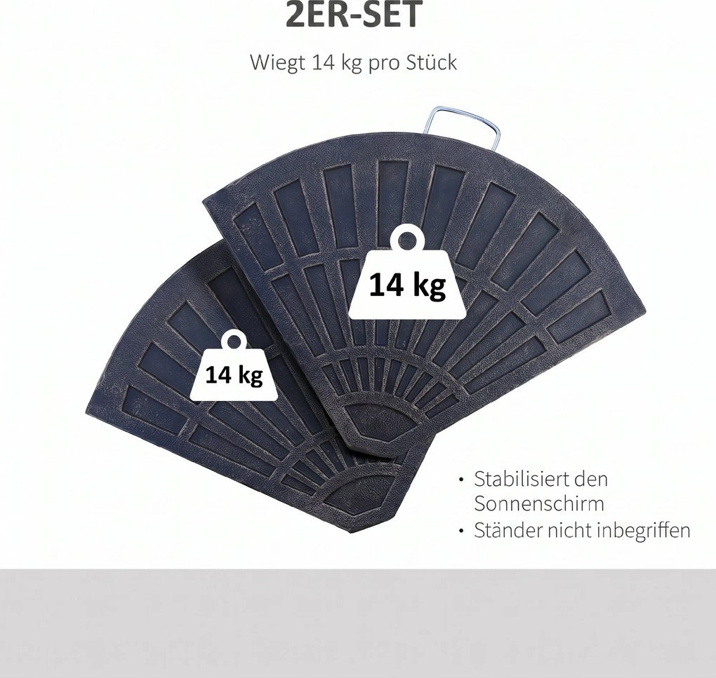 Outsunny Set 2 Greutăţi pentru Umbrelă de 28 kg cu Design în Evantai şi Mâner, 66x47x4.2 cm, Bronz | Aosom Romania