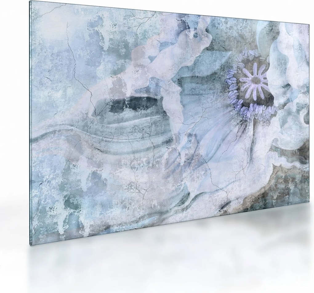 Tablou pe sticlă - Frescă florală pe un perete de cărămidă (70x50 cm)