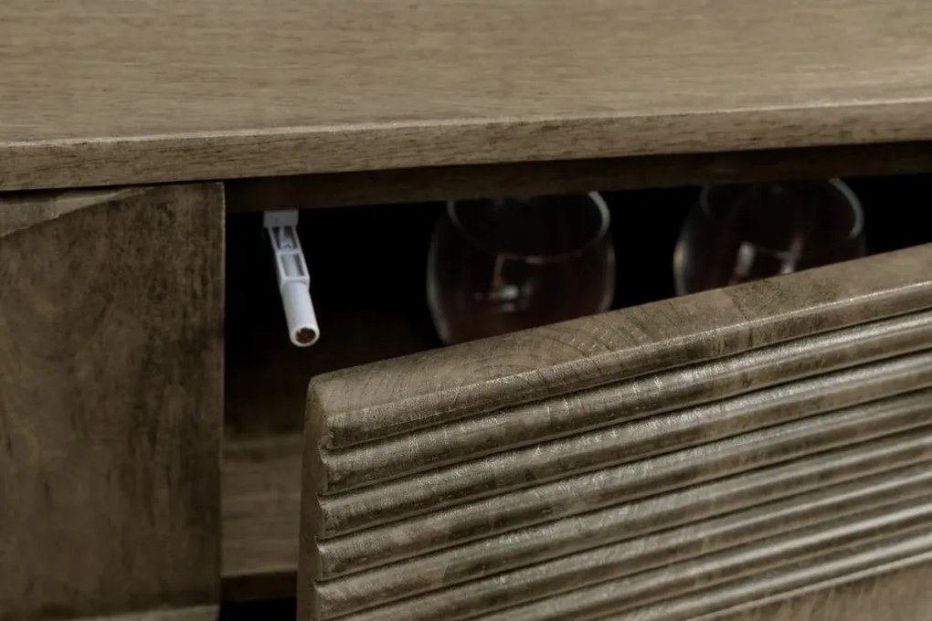 Comoda TV cu model optic 3D, Lemn mahon gri, ART DECO 200cm