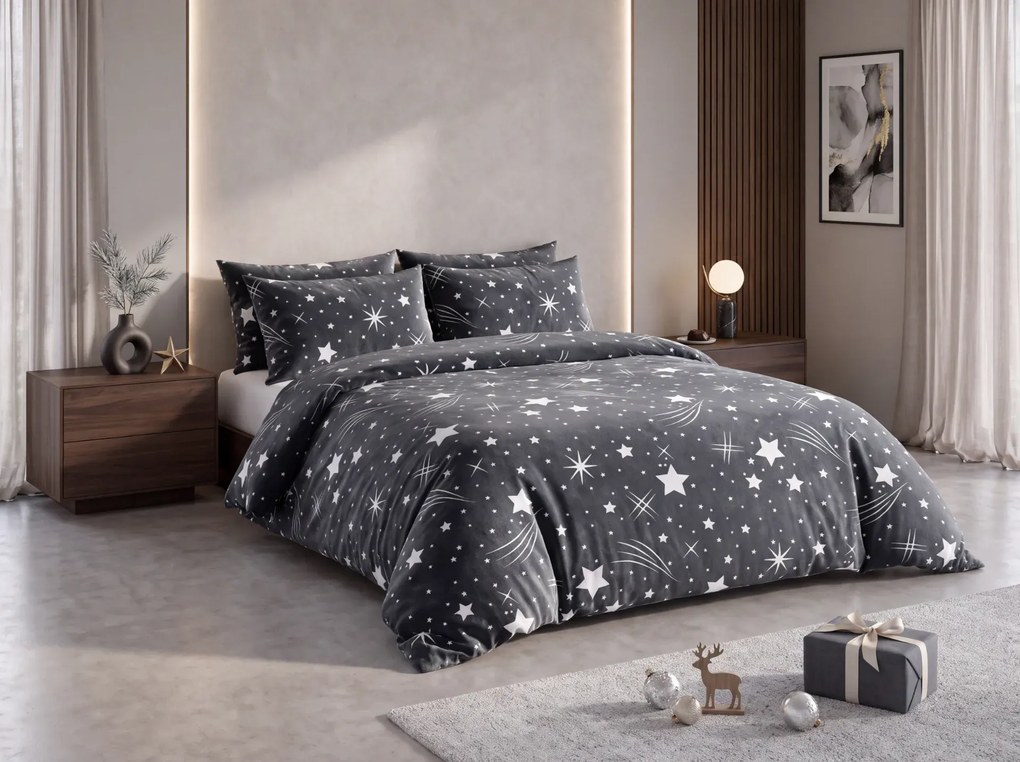 Lenjerie cocolino NIGHT SKY gri Dimensiune lenjerie de pat: 70 x 90 cm | 140 x 200 cm