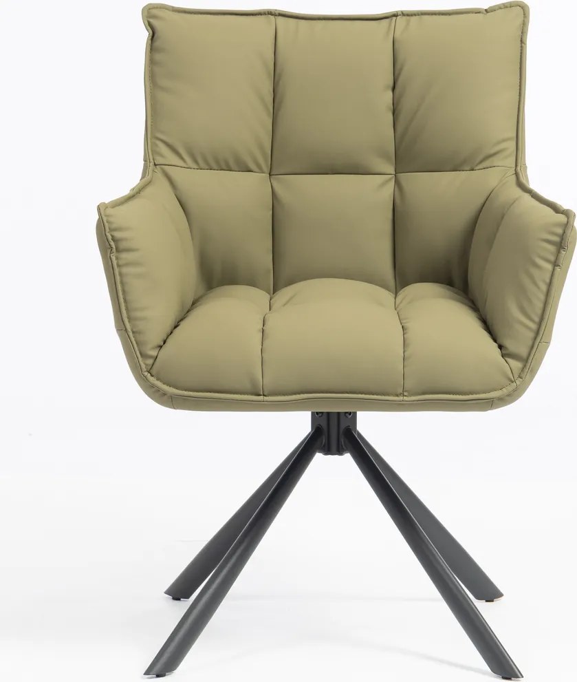 HR560 BAZĂ STEA Scaun Khaki Piele Ecologica Premium Soft cu Bază Neagră