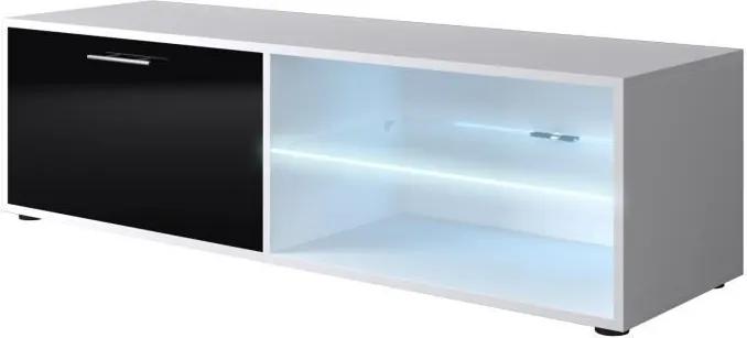 Comoda TV cu LED moderna KORA, alb si negru