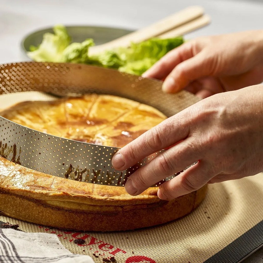 Inel de tort perforat cadru rotund De Buyer 3098.09, 24,5 cm, oțel inoxidabil, 24,5 cm