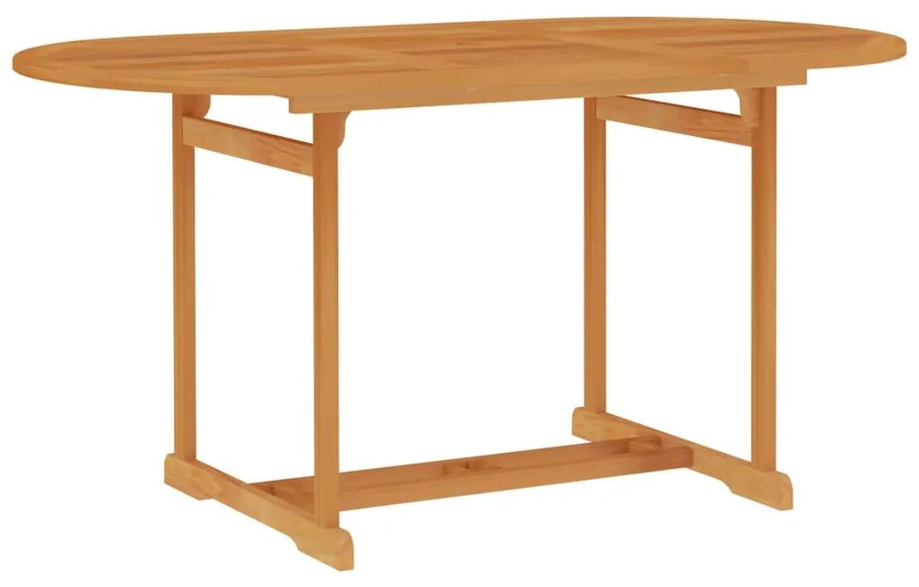 Set mobilier de gradina cu perne gri, 5 piese, lemn masiv tec Gri, Oval, 5