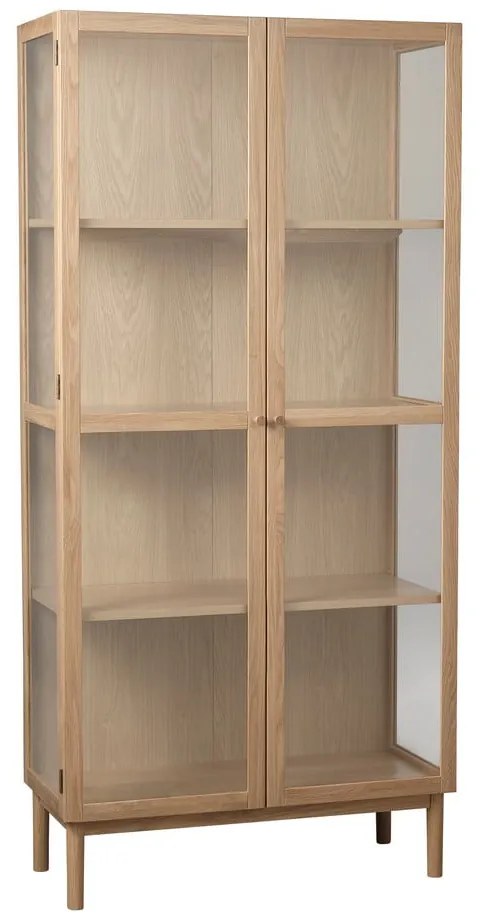 Vitrină în culoare naturală din lemn masiv de stejar 190x90 cm Elba – Unique Furniture