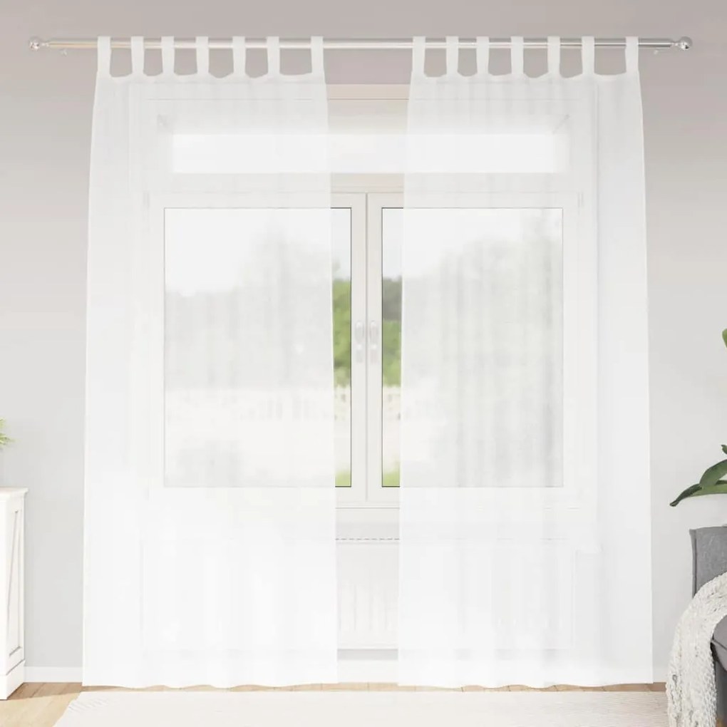 vidaXL Perdele cu perdele 2 pcs Alb 140 x 225 cm Poliester