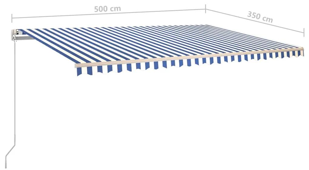 Copertina retractabila manual, albastru si alb, 500x350 cm Albastru si alb, 500 x 350 cm