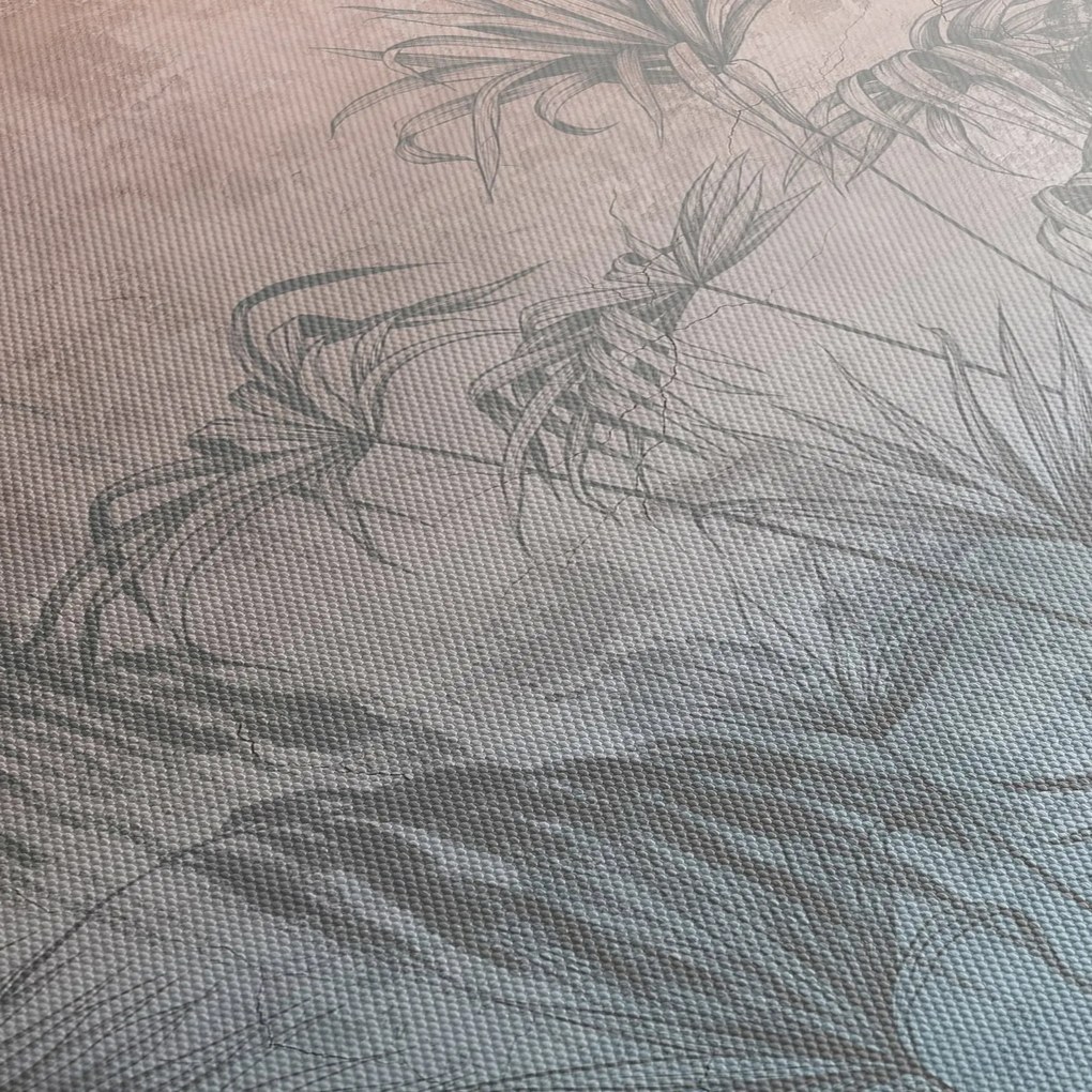 Tablou - Plante tropicale pe perete (cu ceas) (90x30 cm)