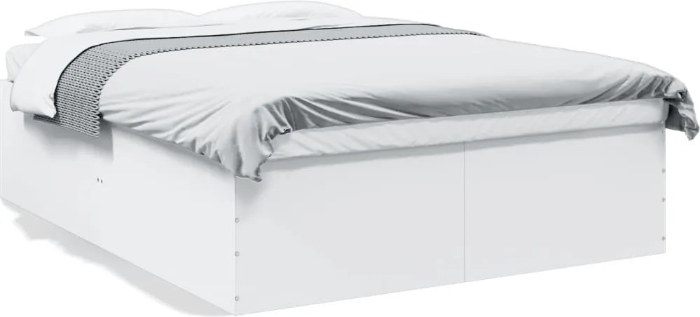 vidaXL Cadru de pat, alb, 160x200 cm, lemn prelucrat