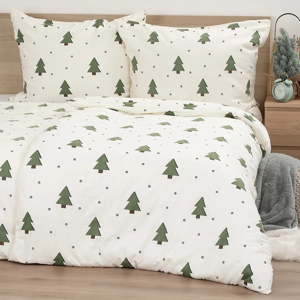 Lenjerie de pat din flanel 4Home Little Trees, 140x 220 cm, 70 x 90 cm, 140 x 220 cm, 70 x 90 cm