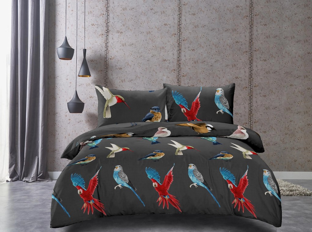 Lenjerie de pat din microfibra gri, PARROT