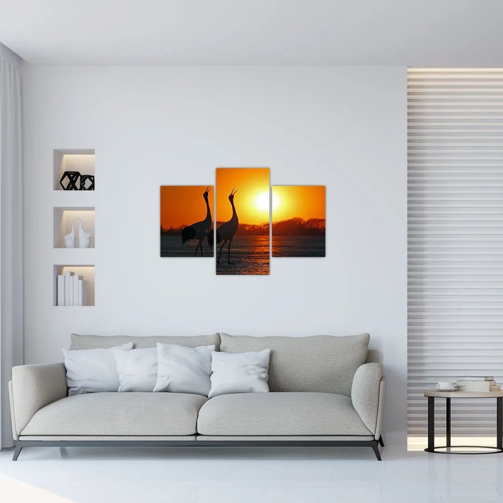 Tablou cu păsări în apus de soare (90x60 cm)