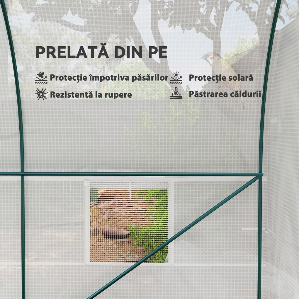 Outsunny Seră de Grădină Tip Tunel cu Cadru din Oțel și 4 Ferestre în PE 2.5x2x2m, Alb | Aosom Romania
