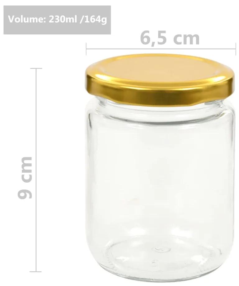 Borcane din sticla pentru gem, capace aurii, 96 buc., 230 ml 96, Auriu