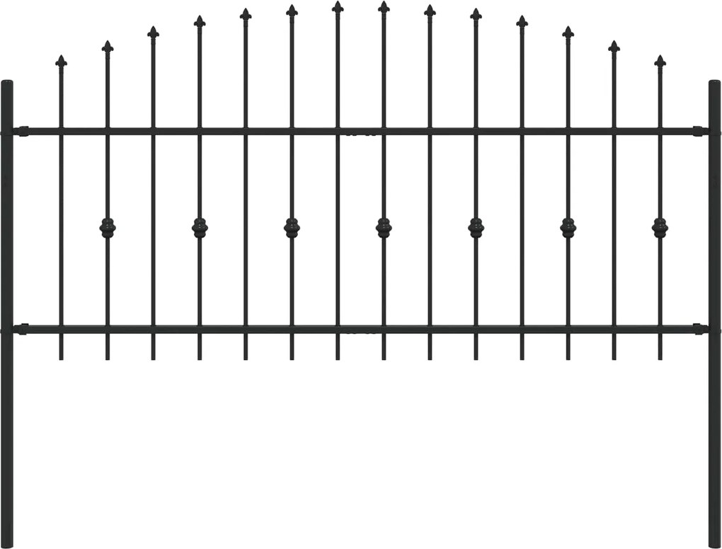 vidaXL Gard cu țărușe Negru 200 x 130 cm Oțel vopsit electrostatic