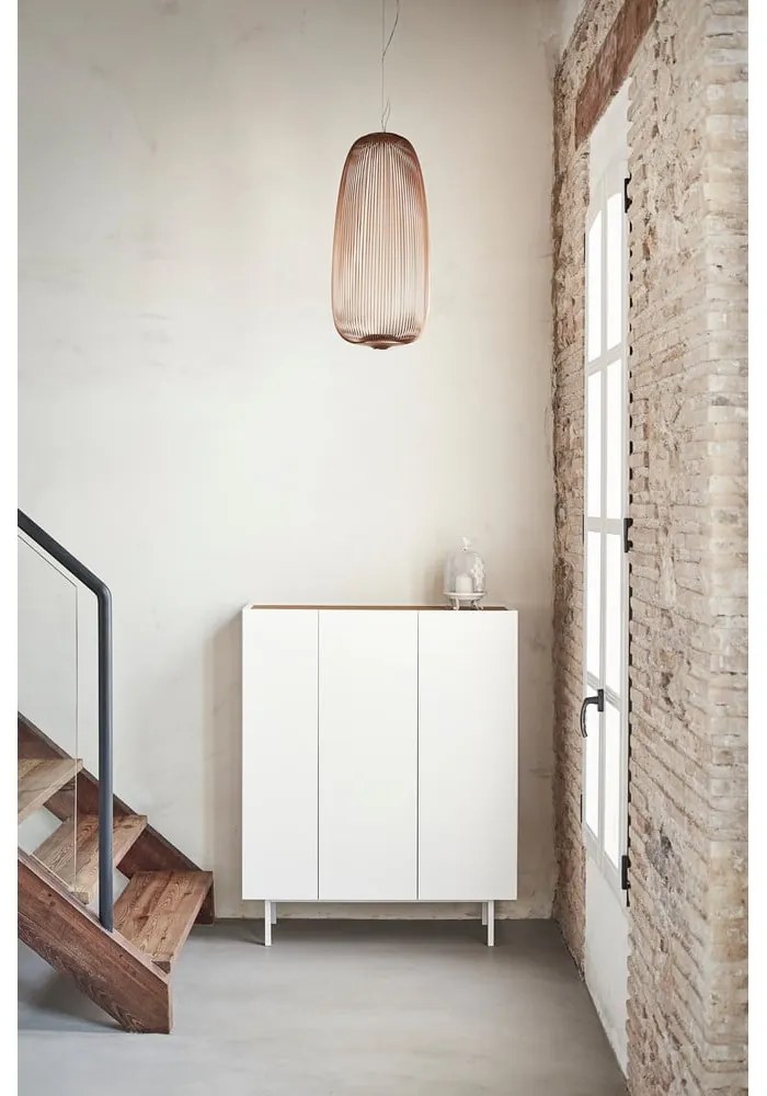 Comodă albă înaltă cu aspect de lemn de stejar 95x120 cm Arista – Teulat