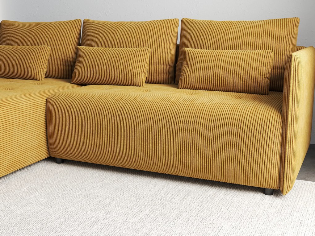 Colțar extensibil dumonde cu ladă de depozitare si sezut confortabil din spuma high-density, Malta Zoom Mustar II 235x185 cm