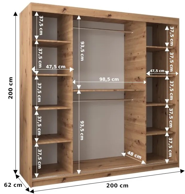 Dulap de haine 200 cm Verika 1 200 (stejar artisan). 1063728