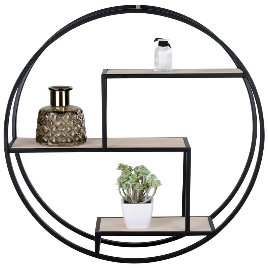Raft negru/în culoare naturală etajat din lemn masiv de paulownia 62 cm Rotterdam – House Nordic