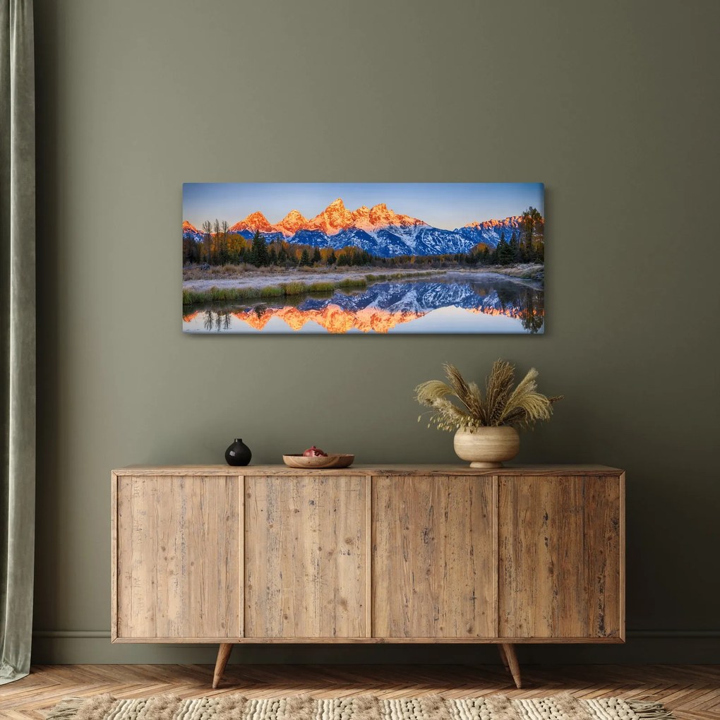 Tablou cu vârfuri de munți înzăpezăți (120x50 cm)