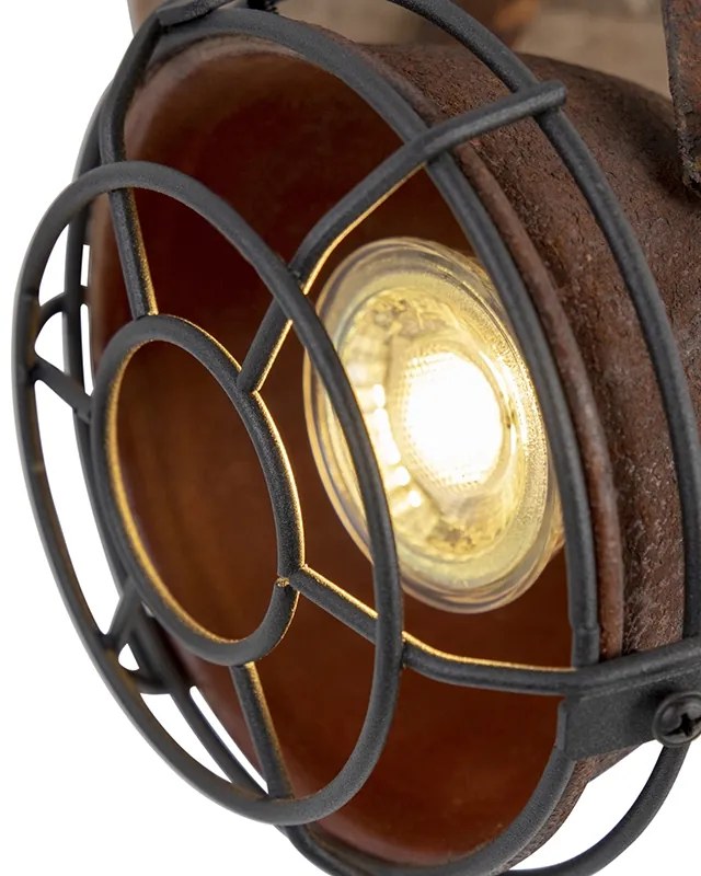 Spotlight industrial inclinabil maro ruginiu cu lemn - Gina