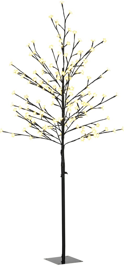 HOMCOM Lumină Copac Cireș cu 150 LED-uri Lampă Decorativă Floare de Cireș pentru Interior 17x17x150 cm Negru | Aosom Romania