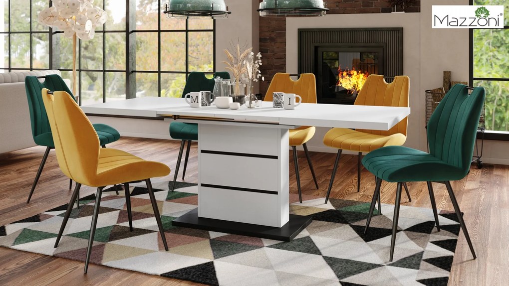 MAZZONI EXPORT ARNO Verde (țesătură Bluvel 78) - SCAUN TAPIȚAT MODERN PENTRU LIVING/SUFRAGERIE cu MÂNER | CATIFEA