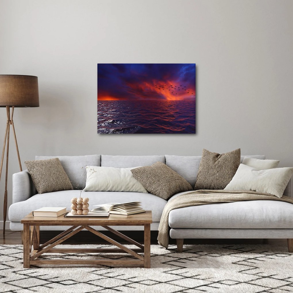 Tablou cu mare și păsări (70x50 cm)