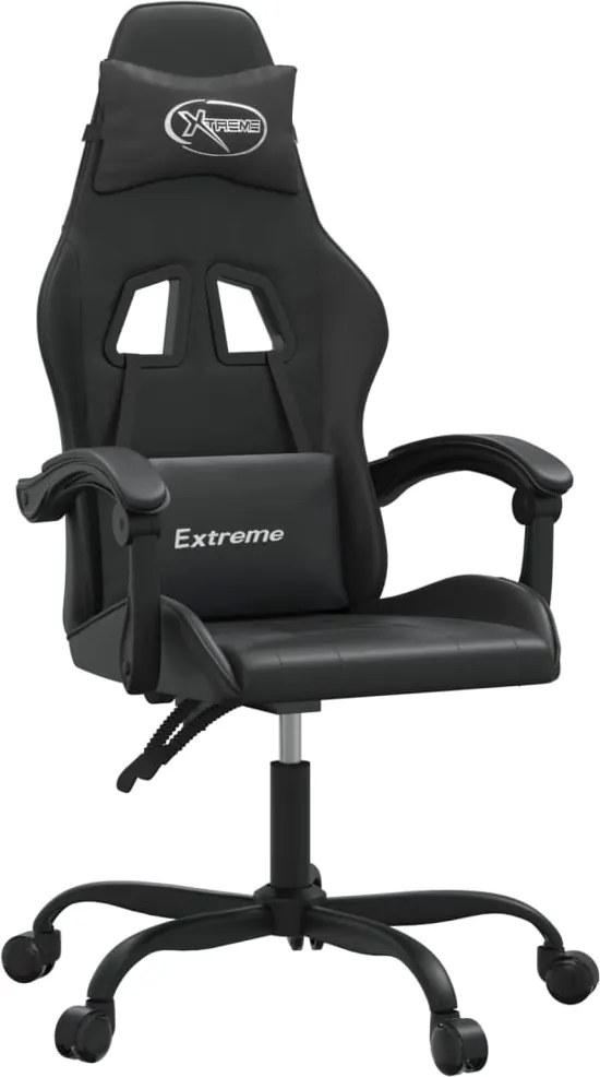 vidaXL Scaun de gaming pivotant, negru, piele ecologică