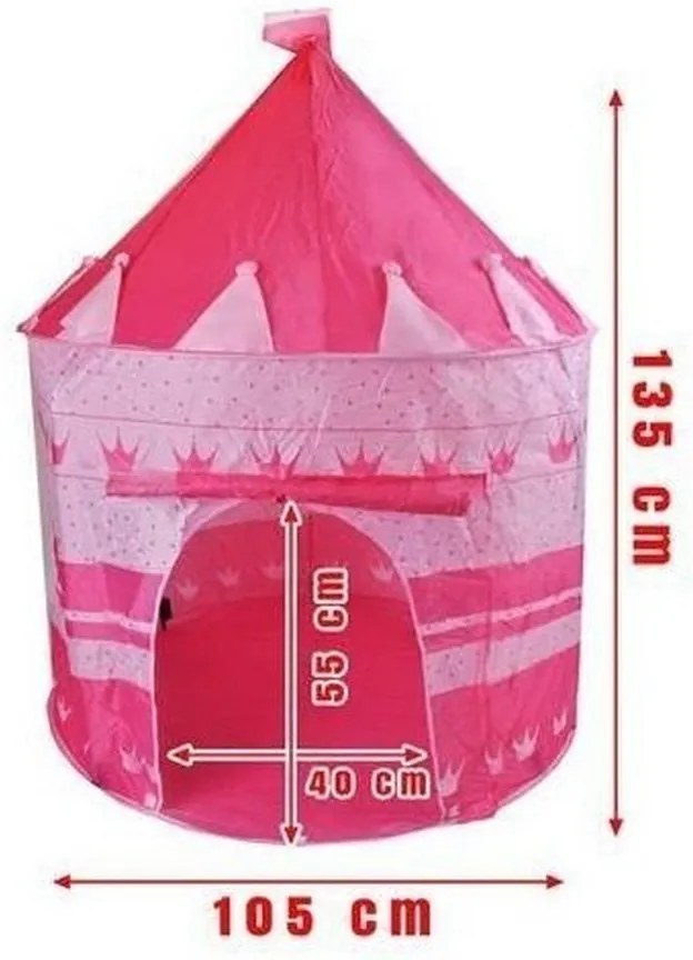 Cort de Joaca Pop-up XXL Pentru Copii NOVOKIDS™ Pink Princess, Pentru interior si exterior, Geanta transport inclusa, Dimensiuni 105X135 cm, Model