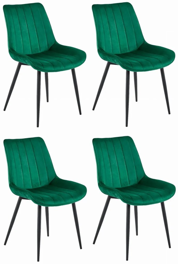 Scaun din catifea verde inchis SOSA cu picioare negre
