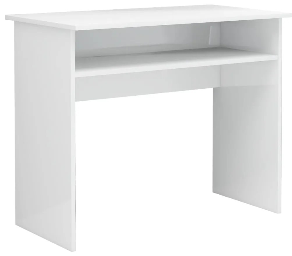 801176 vidaXL Birou, alb extralucios, 90 x 50 x 74 cm, lemn prelucrat